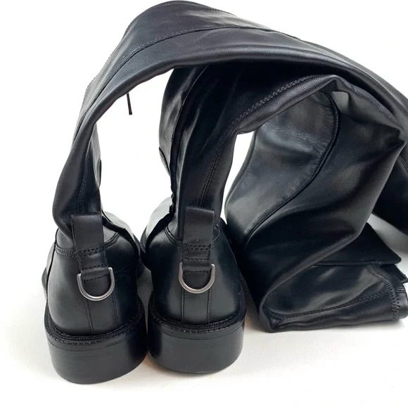 Sam Edelman Narisa Over The Knee Boots Black Leather Low Heel Classic! Size 6.5 - Picture 7 of 9